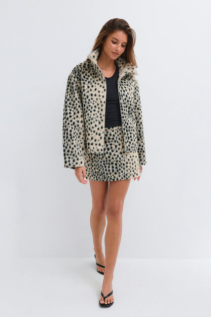 Faux Fur High-Neck Jacket