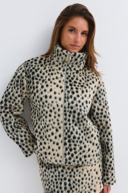 Faux Fur High-Neck Jacket