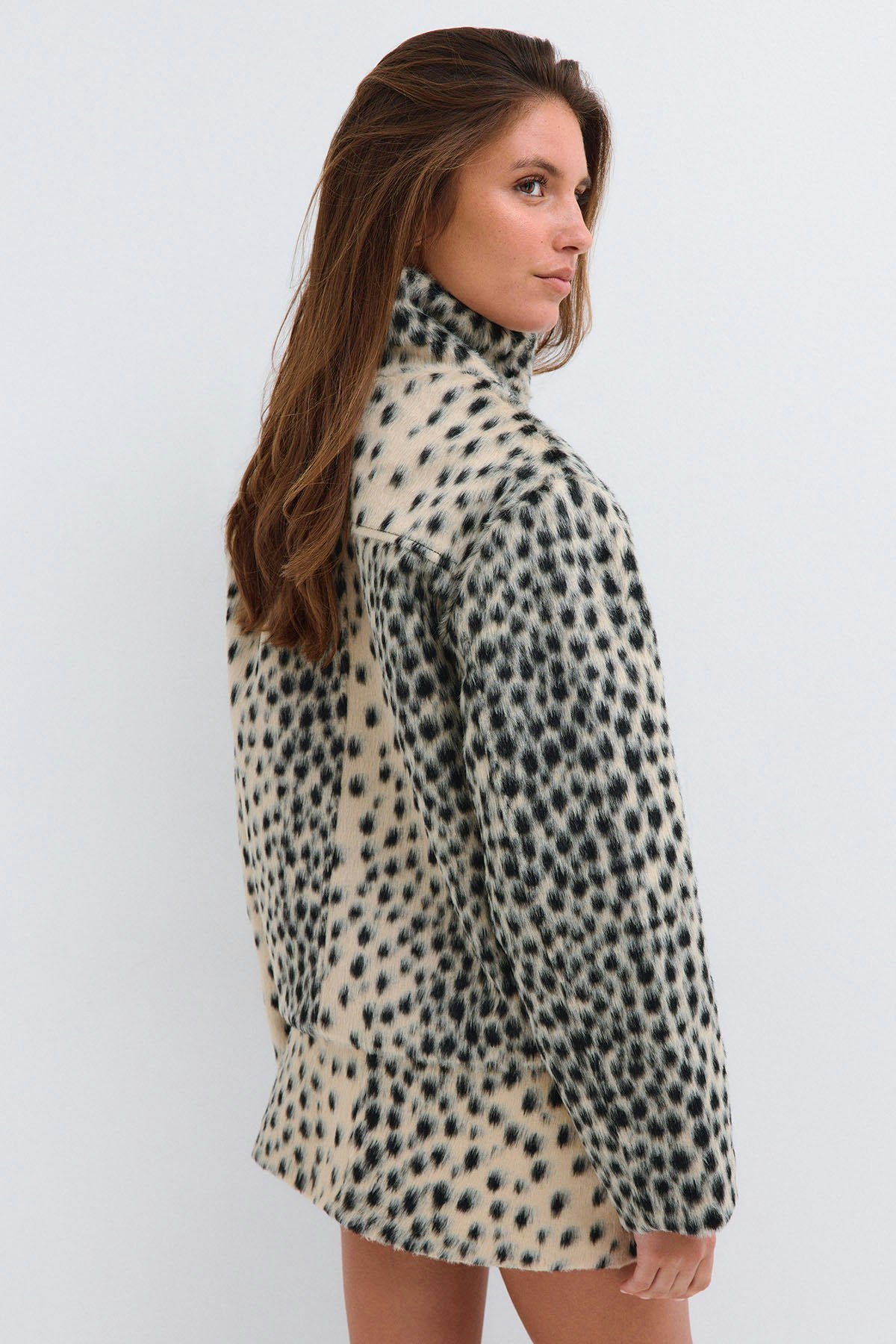 Faux Fur High-Neck Jacket