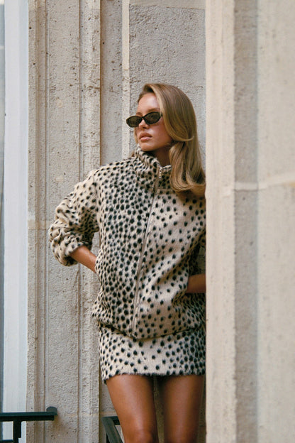 Faux Fur High-Neck Jacket