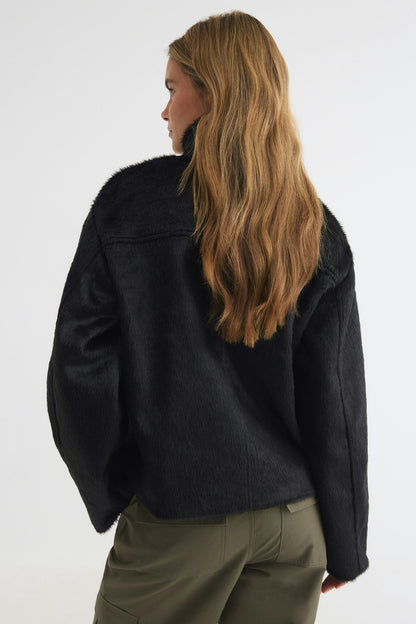 Faux Fur High-Neck Jacket