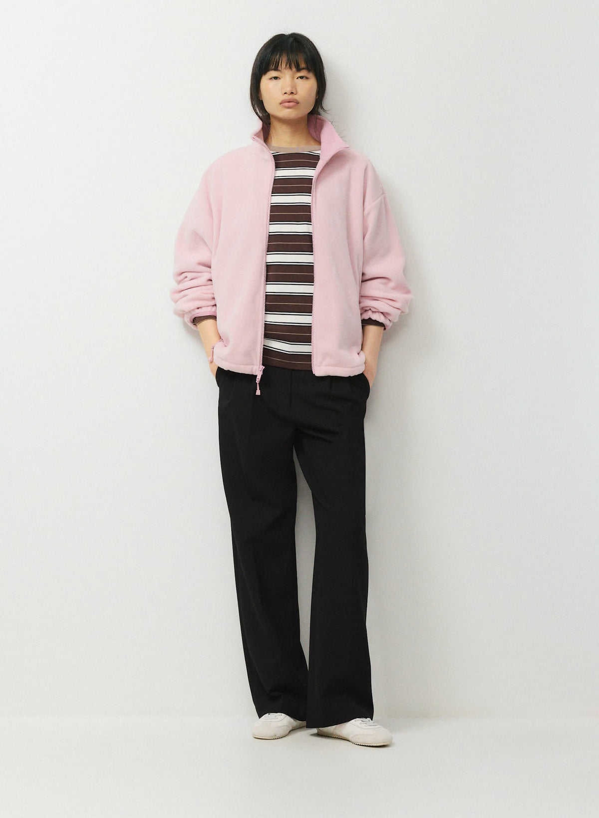 Pale Pink Sherpa Half-Zip Pullover