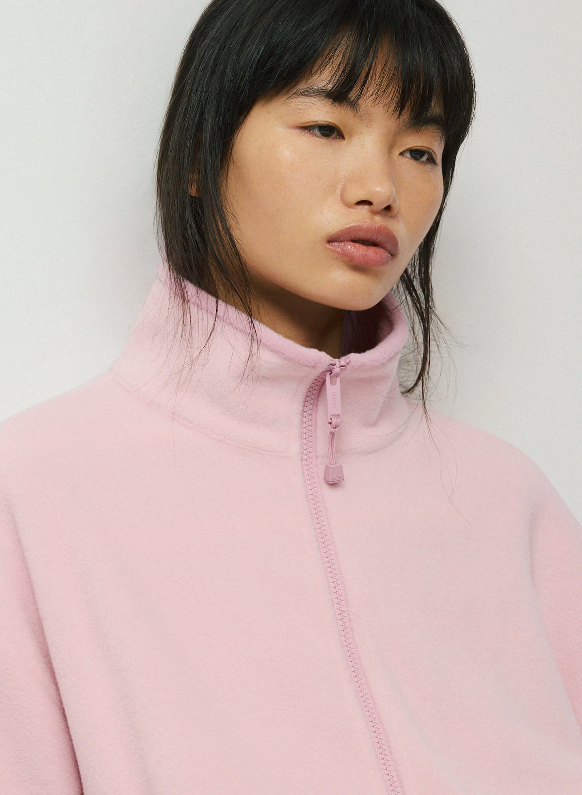 Pale Pink Sherpa Half-Zip Pullover