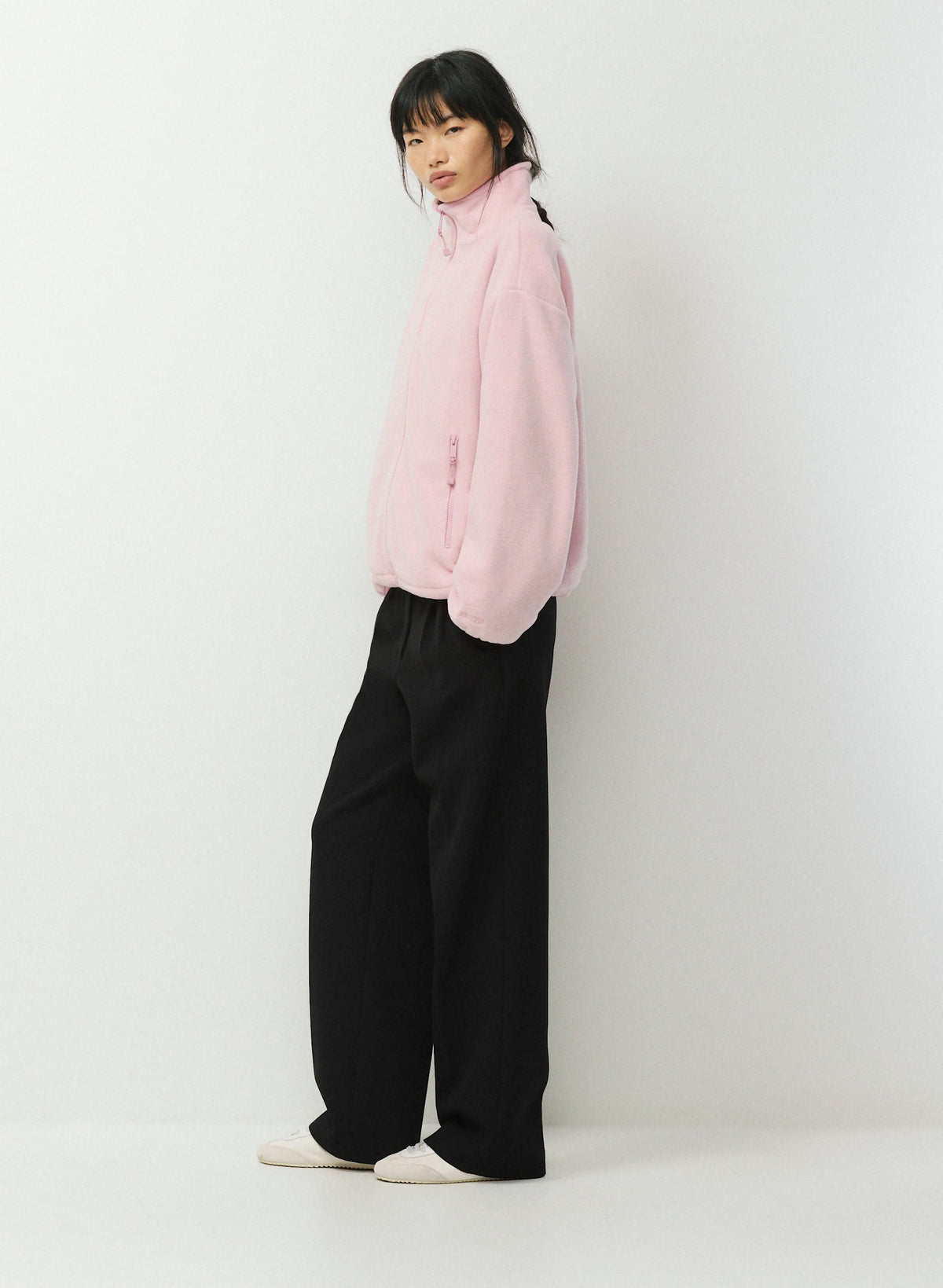 Pale Pink Sherpa Half-Zip Pullover