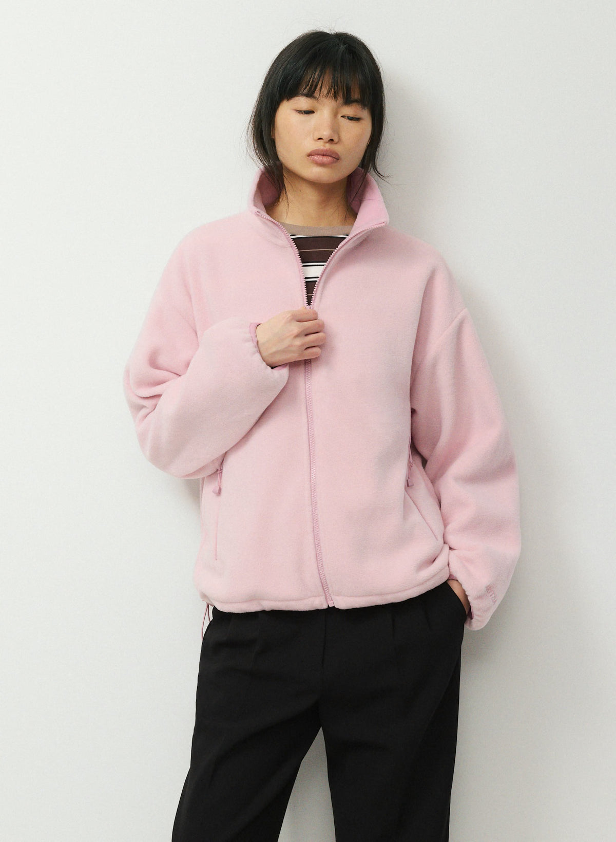 Pale Pink Sherpa Half-Zip Pullover