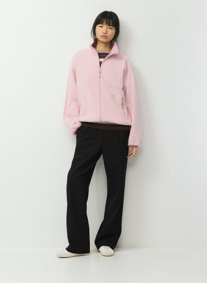Pale Pink Sherpa Half-Zip Pullover